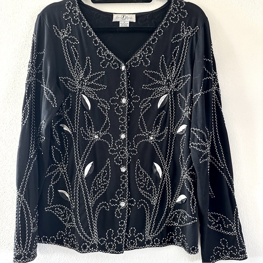 Once 1 Again Embroidered long Sleeve Jacket Black & White M
